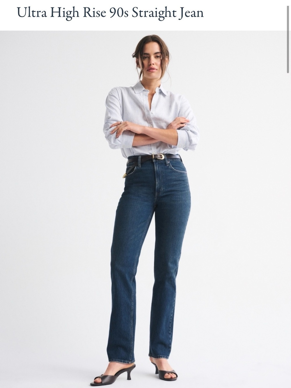 Abercrombie & Fitch High-Rise Straight Leg Jeans - Dark Blue